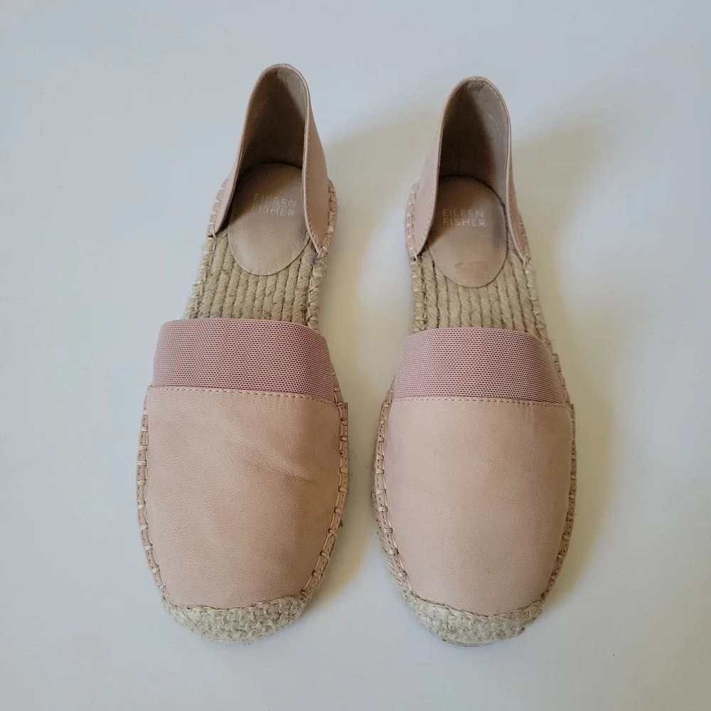 Eileen Fisher Lady D'Orsay Espadrille 8 Pastel Pink Leather Coastal Summer
